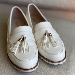 White tassel loafers